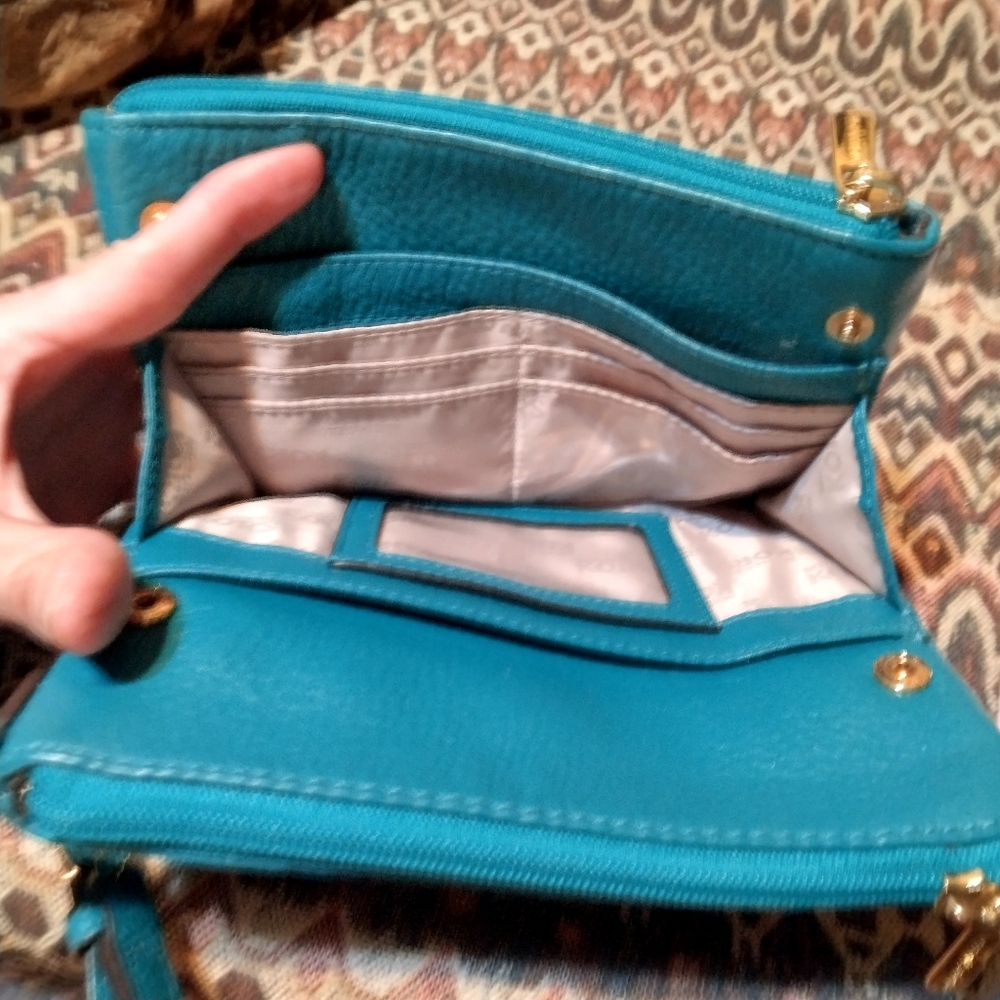 Michael Kors Blue Leather Crossbody Bag with Silver Hardware - Picture 4 of 8